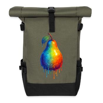 Pear with colorful gradient - Roll Top Backpack - olive/black - Front