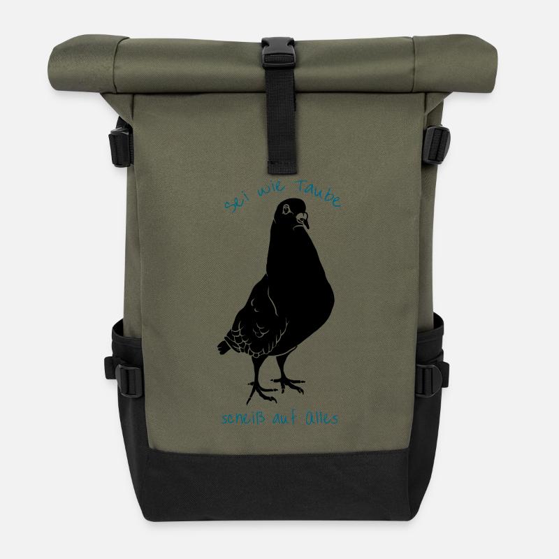 Sei wie Taube *** auf Alles - Rolltop Rucksack - Olive/Schwarz