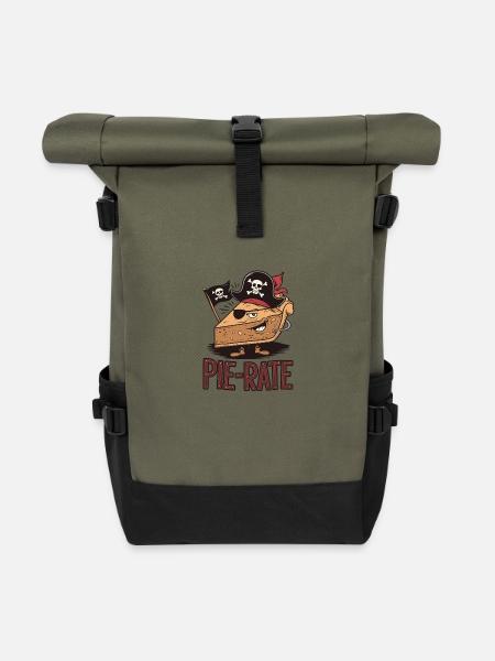 Pi-Rate Abenteuer: Lustige Mathe-Piraten - Rolltop Rucksack - Olive/Schwarz