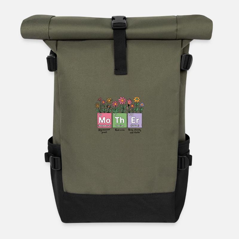 Mutter Blumen Periodensystem Natur Wissenschaft - Rolltop Rucksack - Olive/Schwarz