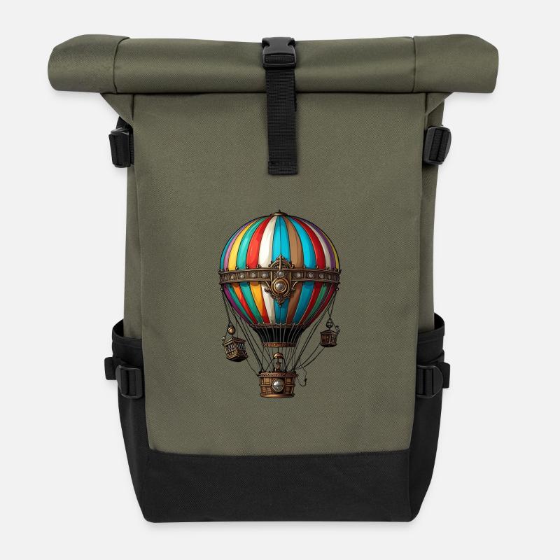 Hot air balloon - Roll Top Backpack - olive/black