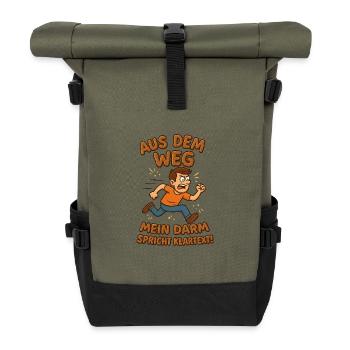 Aus dem Weg Klo Darm Klartext - Rolltop Rucksack - Olive/Schwarz - Vorne