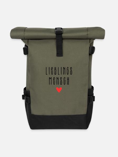 Lieblingsmensch - Rolltop Rucksack - Olive/Schwarz