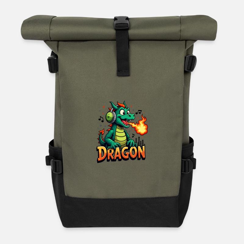 Klangdrache Feueratem - Rolltop Rucksack - Olive/Schwarz