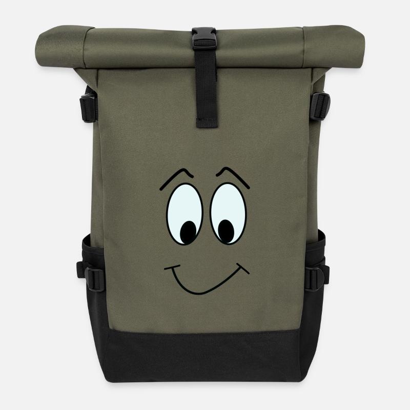 COMIC GESICHT 3 - Rolltop Rucksack - Olive/Schwarz