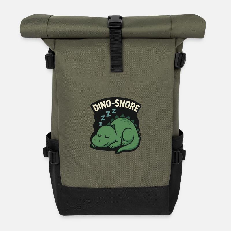 Dino Snore Schlaf-Dino - Rolltop Rucksack - Olive/Schwarz