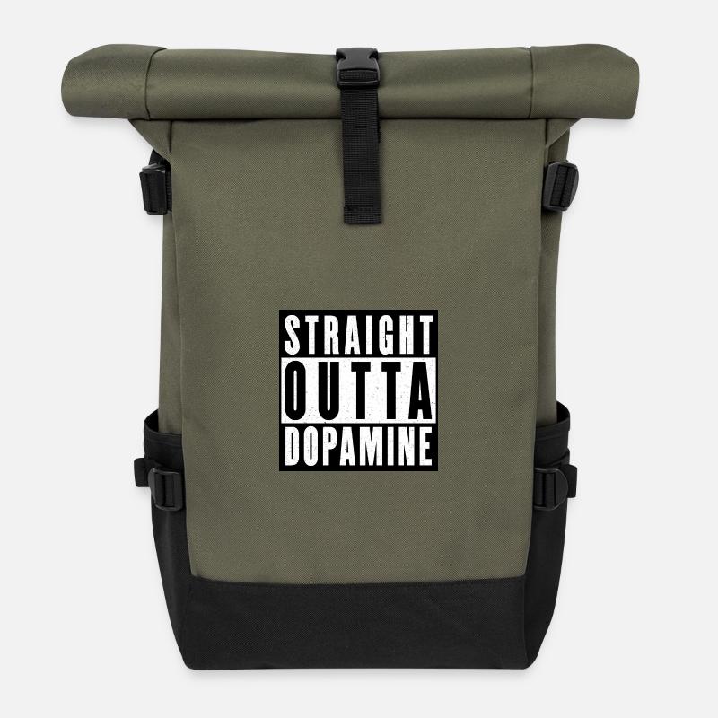 Dopamine Boost Bold Typography - Roll Top Backpack - olive/black
