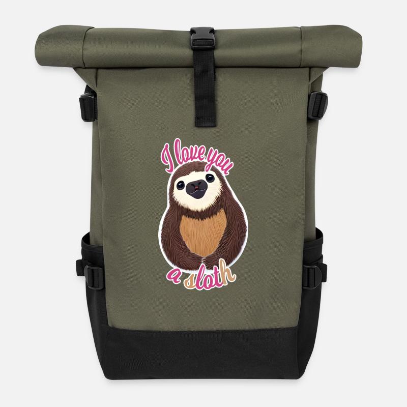 Faultier Liebeserklärung - Rolltop Rucksack - Olive/Schwarz