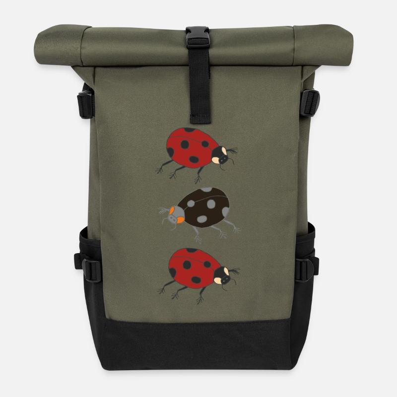 marienkäfer trio - Rolltop Rucksack - Olive/Schwarz