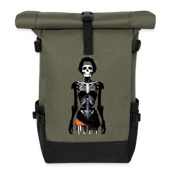 Halloween Skeleton - Roll Top Backpack - olive/black - Front