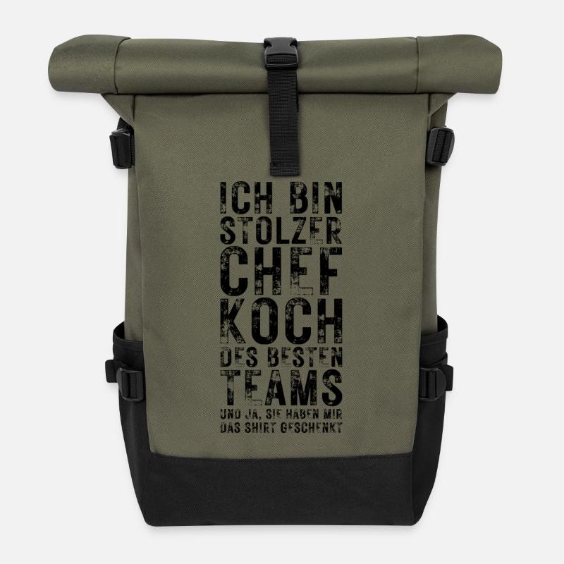 Chefkoch Stolz – Lustige Sprüche & Teamwork - Rolltop Rucksack - Olive/Schwarz
