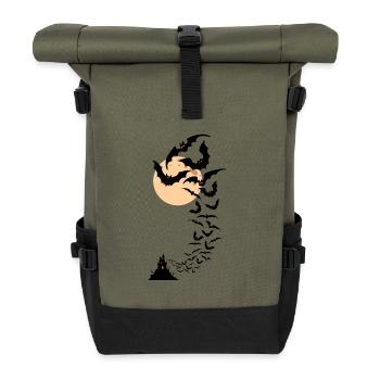 Halloween bats - Rolltop Rucksack - Olive/Schwarz - Vorne