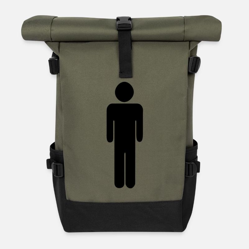 Mann - Toilette - Piktogramm - Toilettenzeichen - Rolltop Rucksack - Olive/Schwarz