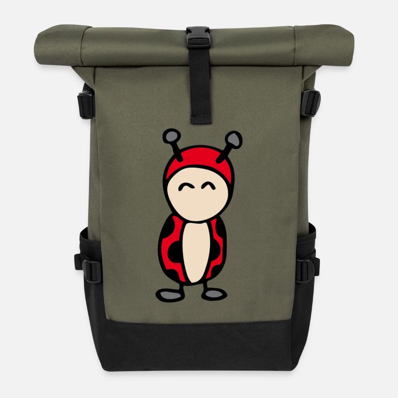 Coccinelle - Sac à dos roll top - olive/noir