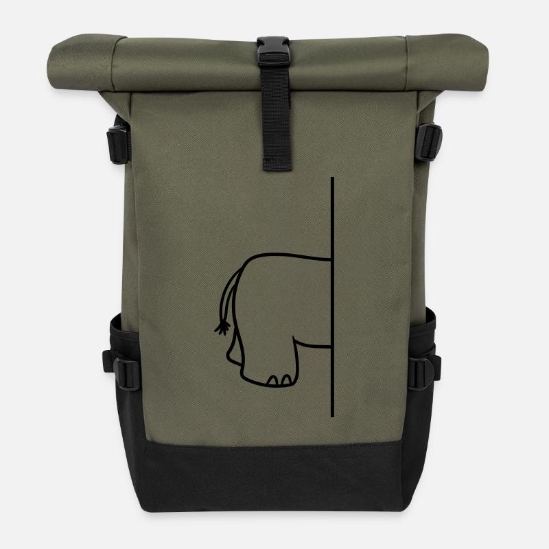 wand_halbes_getrennt_hinter_hinterteil_a - Rolltop Rucksack - Olive/Schwarz
