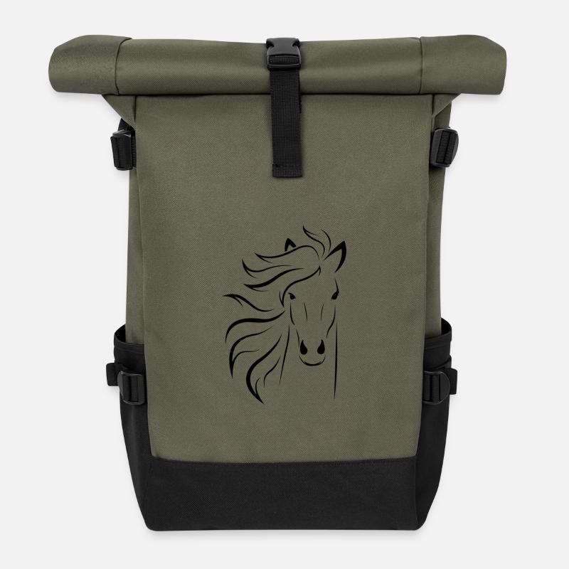 Pferd - Rolltop Rucksack - Olive/Schwarz