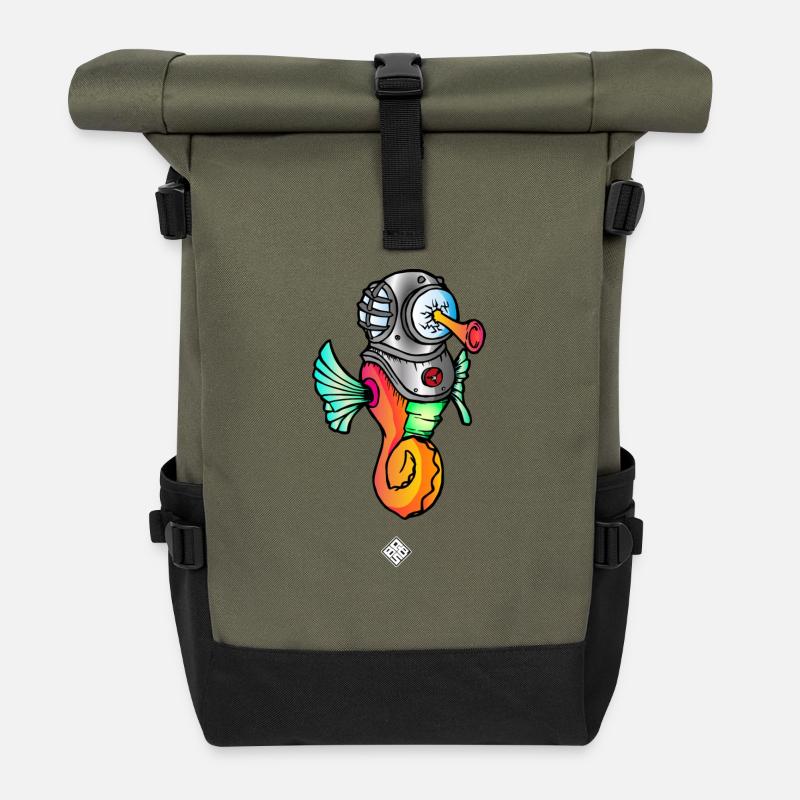 Hippo-Hoch - Rolltop Rucksack - Olive/Schwarz