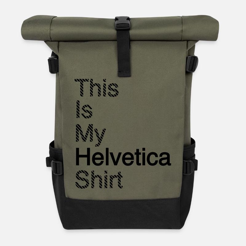 Typografie Shirt Grafikdesign Geschenkindee - Rolltop Rucksack - Olive/Schwarz