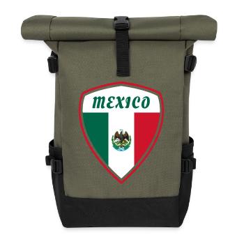 Mexico Coat of Arms Flag Central America Gift - Roll Top Backpack - olive/black - Front