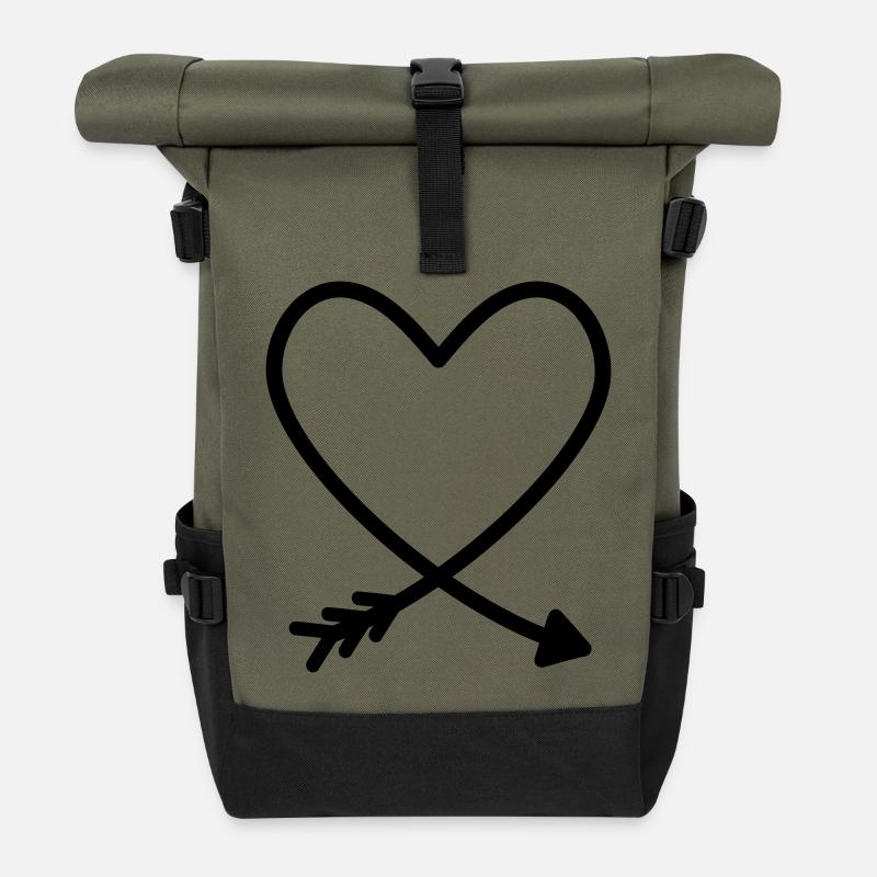 Herz Pfeil Liebe Freundschaft Kraft Geschenkidee - Rolltop Rucksack - Olive/Schwarz