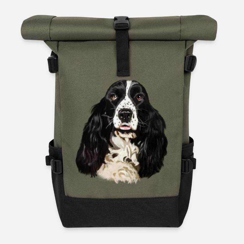 Cocker spaniel - Rolltop Rucksack - Olive/Schwarz