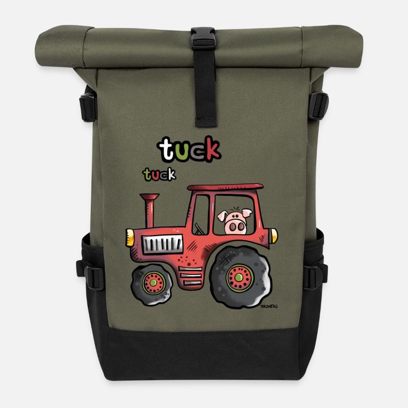 Tuck Schweinchen Tuck - Rolltop Rucksack - Olive/Schwarz