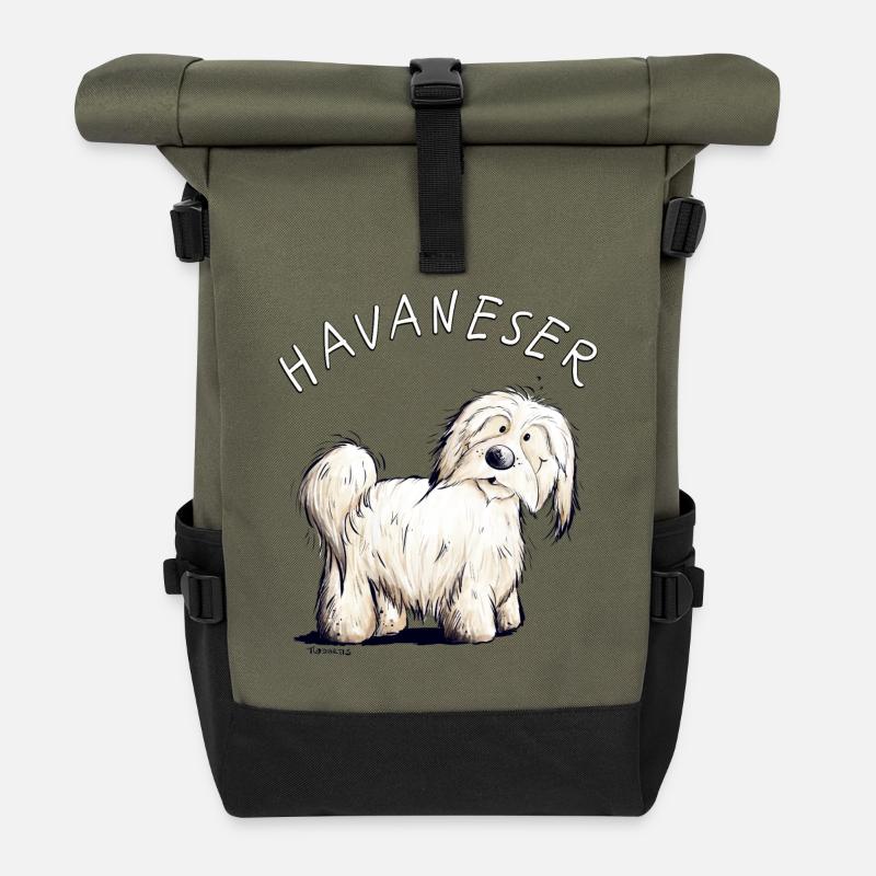 Little Havanese dog i dog friend gift - Roll Top Backpack - olive/black