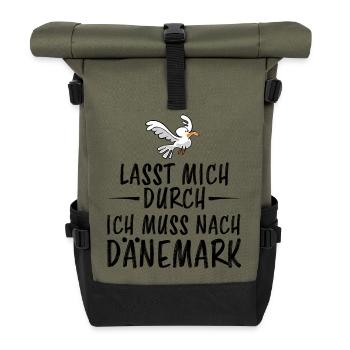 Lasst mich durch ich muss nach Dänemark - Rolltop Rucksack - Olive/Schwarz - Vorne