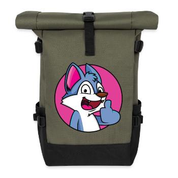 Thumbs up wolf - Roll Top Backpack - olive/black - Front
