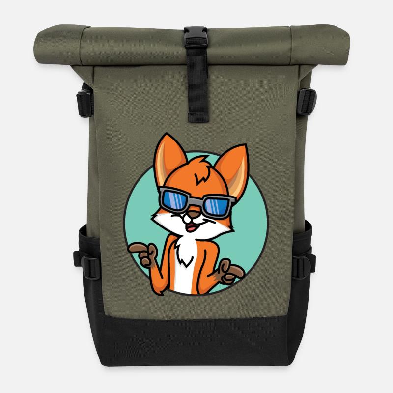 Renard drôle - Sac à dos roll top - olive/noir