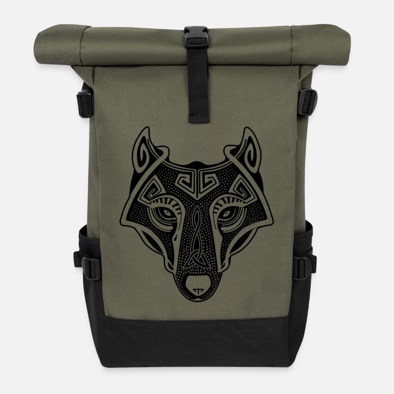 Loup viking - Sac à dos roll top - olive/noir