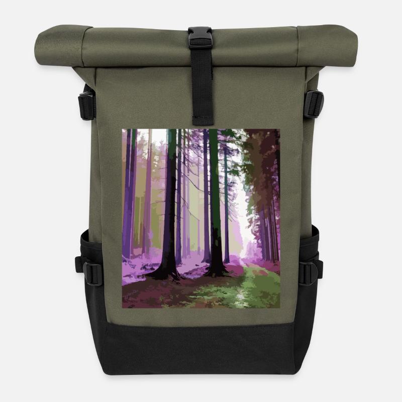 Verwunschener Nebelwald - Rolltop Rucksack - Olive/Schwarz
