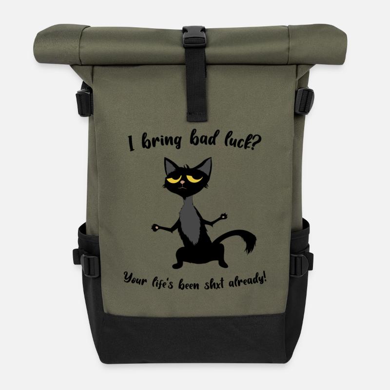 I bring bad luck - Rolltop Rucksack - Olive/Schwarz