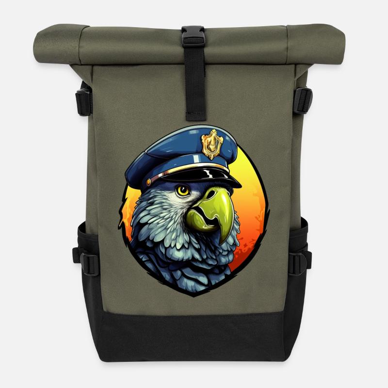 Police Parrot - Roll Top Backpack - olive/black