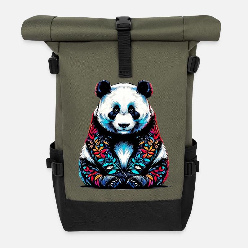 Panda - Rolltop Rucksack - Olive/Schwarz
