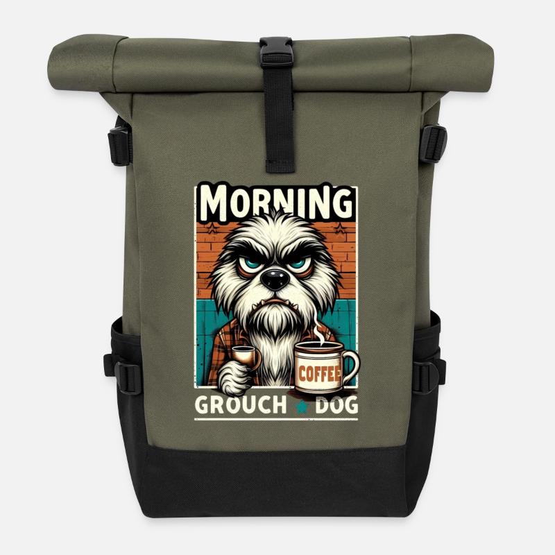 Café dès le matin - Sac à dos roll top - olive/noir
