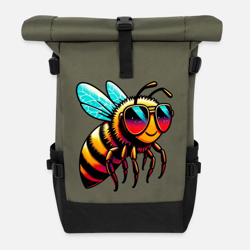 Abeille - Sac à dos roll top - olive/noir