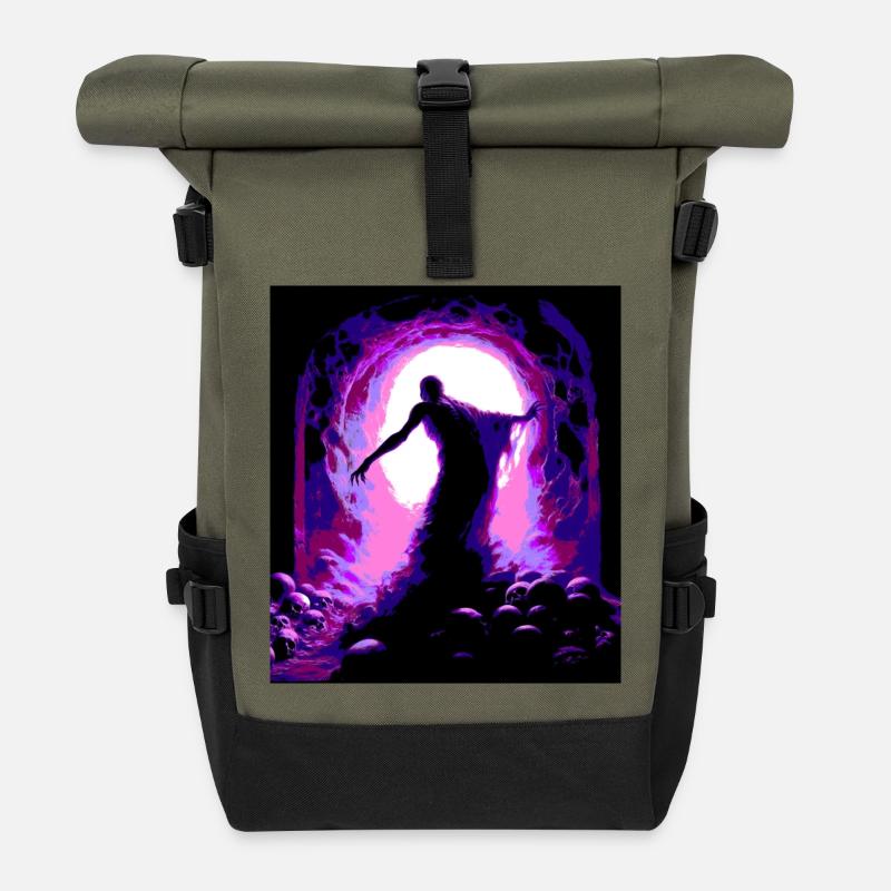 Funeral Night - Roll Top Backpack - olive/black