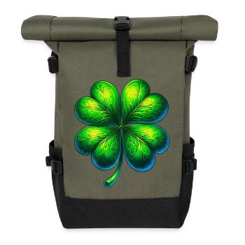 Trèfle à quatre feuilles - Sac à dos roll top - olive/noir - Devant