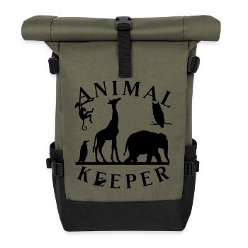 Lustiger Tierpfleger Spruch- Tierhalter - Rolltop Rucksack - Olive/Schwarz - Vorne