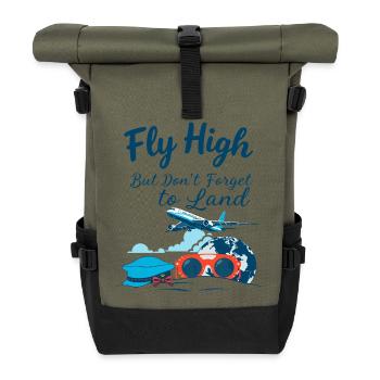 Fly high but don't forget to land - Sac à dos roll top - olive/noir - Devant