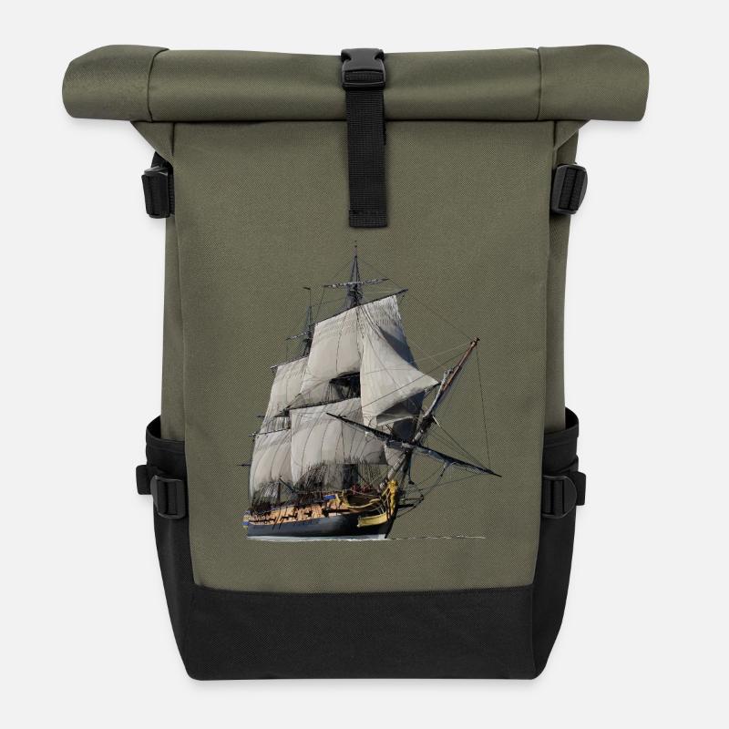 Segelschiff - Rolltop Rucksack - Olive/Schwarz