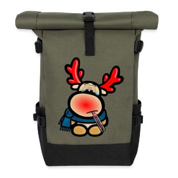 Reindeer Elmondo has the flu - Roll Top Backpack - olive/black - Front