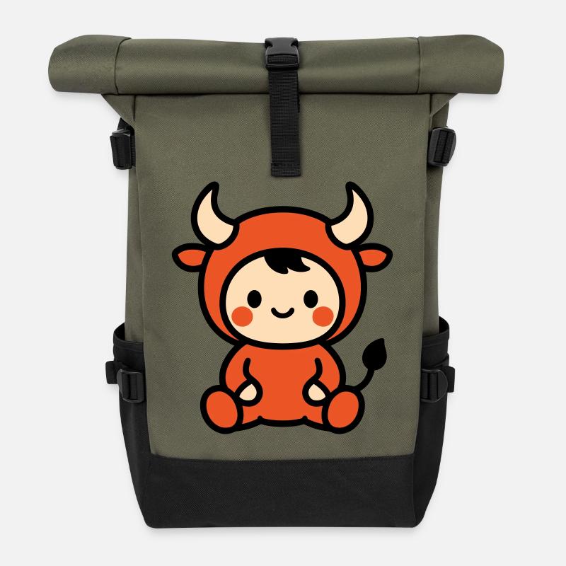 Cute Astro Taurus - Rolltop Rucksack - Olive/Schwarz