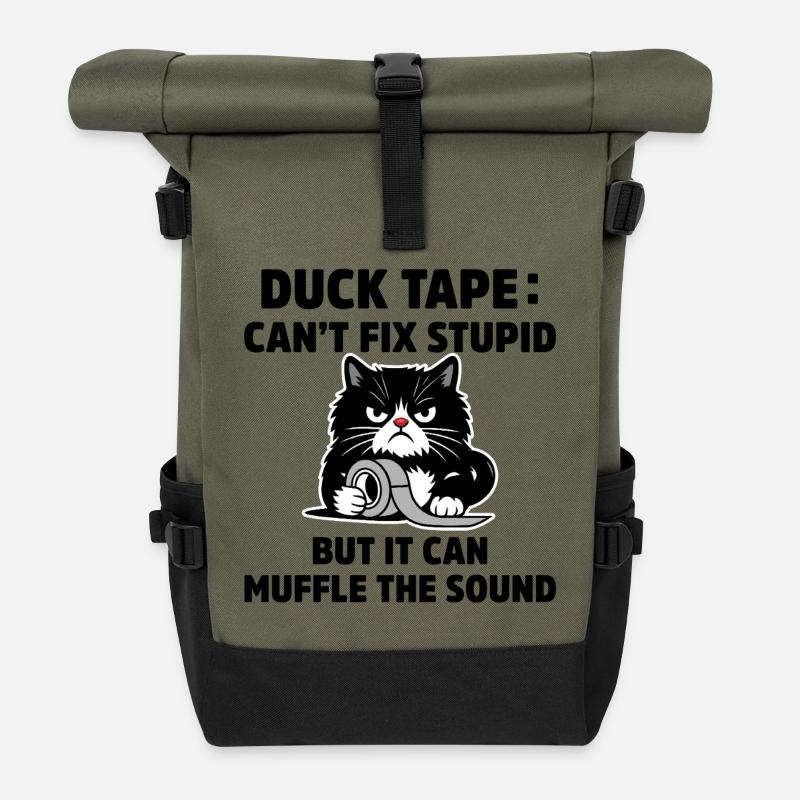 Duct Tape Can’t Fix Stupid Funny Handyman Pun - Roll Top Backpack - olive/black