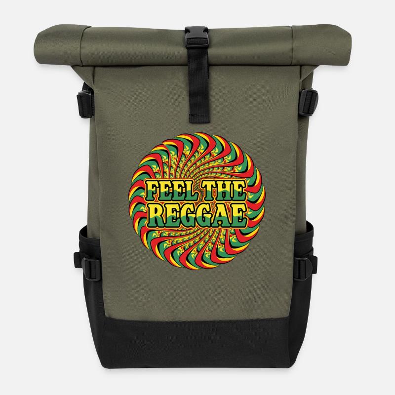 Ressentez le style reggae psychédélique rasta - Sac à dos roll top - olive/noir