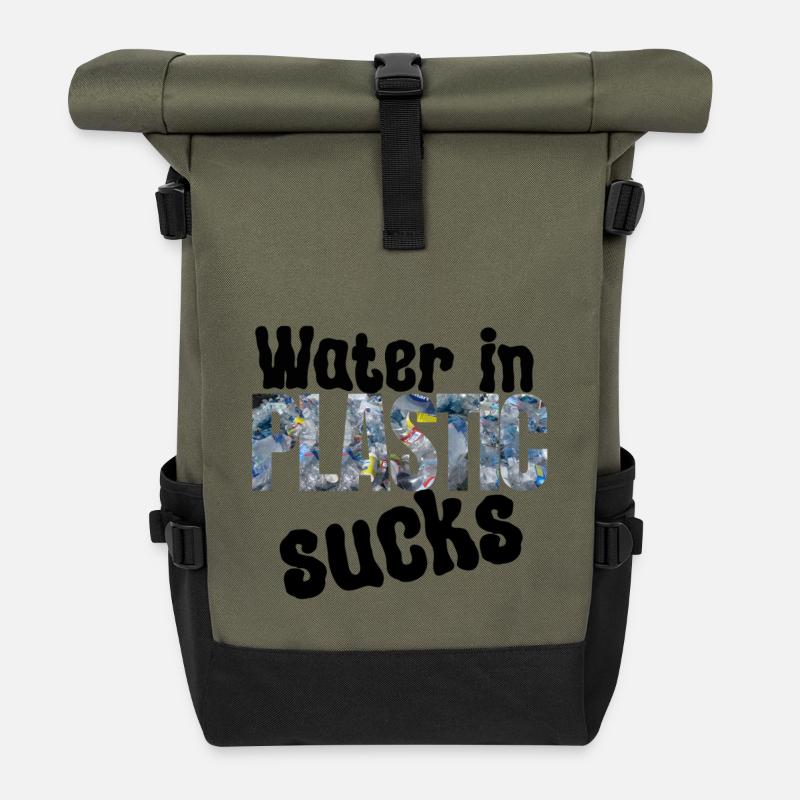 Water in plastic is annoying - Roll Top Backpack - olive/black