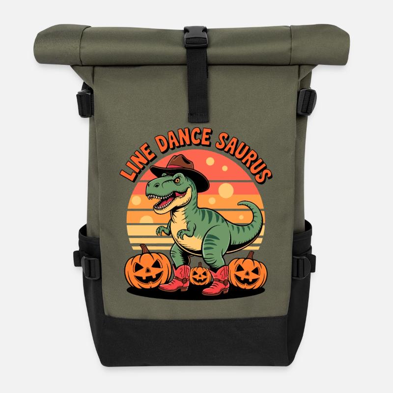 LineDance Saurus Halloween - Rolltop Rucksack - Olive/Schwarz