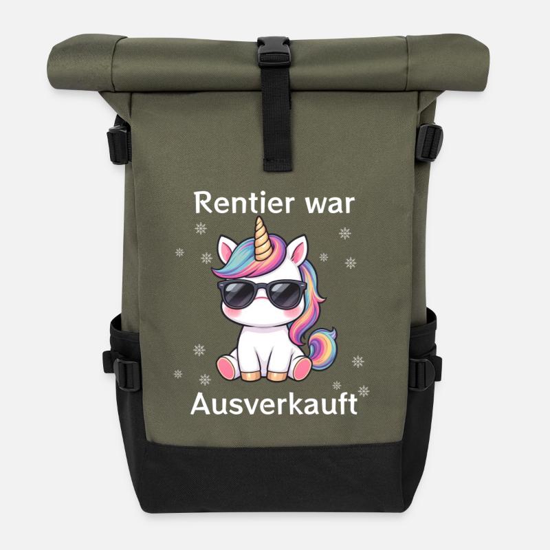 Rentier war Ausverkauft - Rolltop Rucksack - Olive/Schwarz