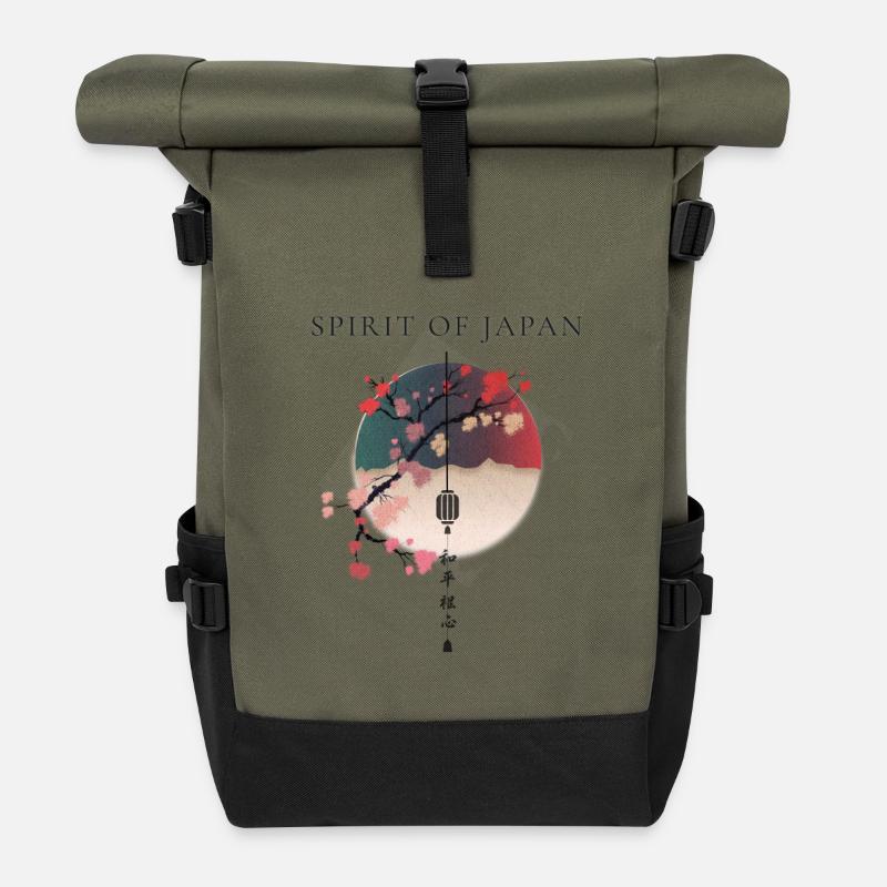 Geist Japans Kirschblüte Lampe - Rolltop Rucksack - Olive/Schwarz